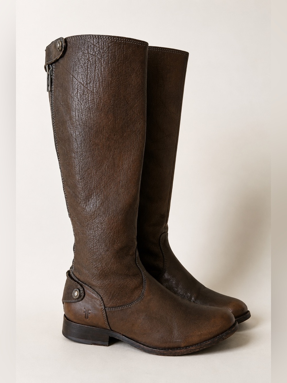 Frye Melissa Button Back Zip Tall Riding Boots Women’s 6.5 B Brown Leather